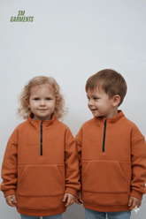 KIDS ORANGE ZIP UP SWEATSHIRT - Smgarment's
